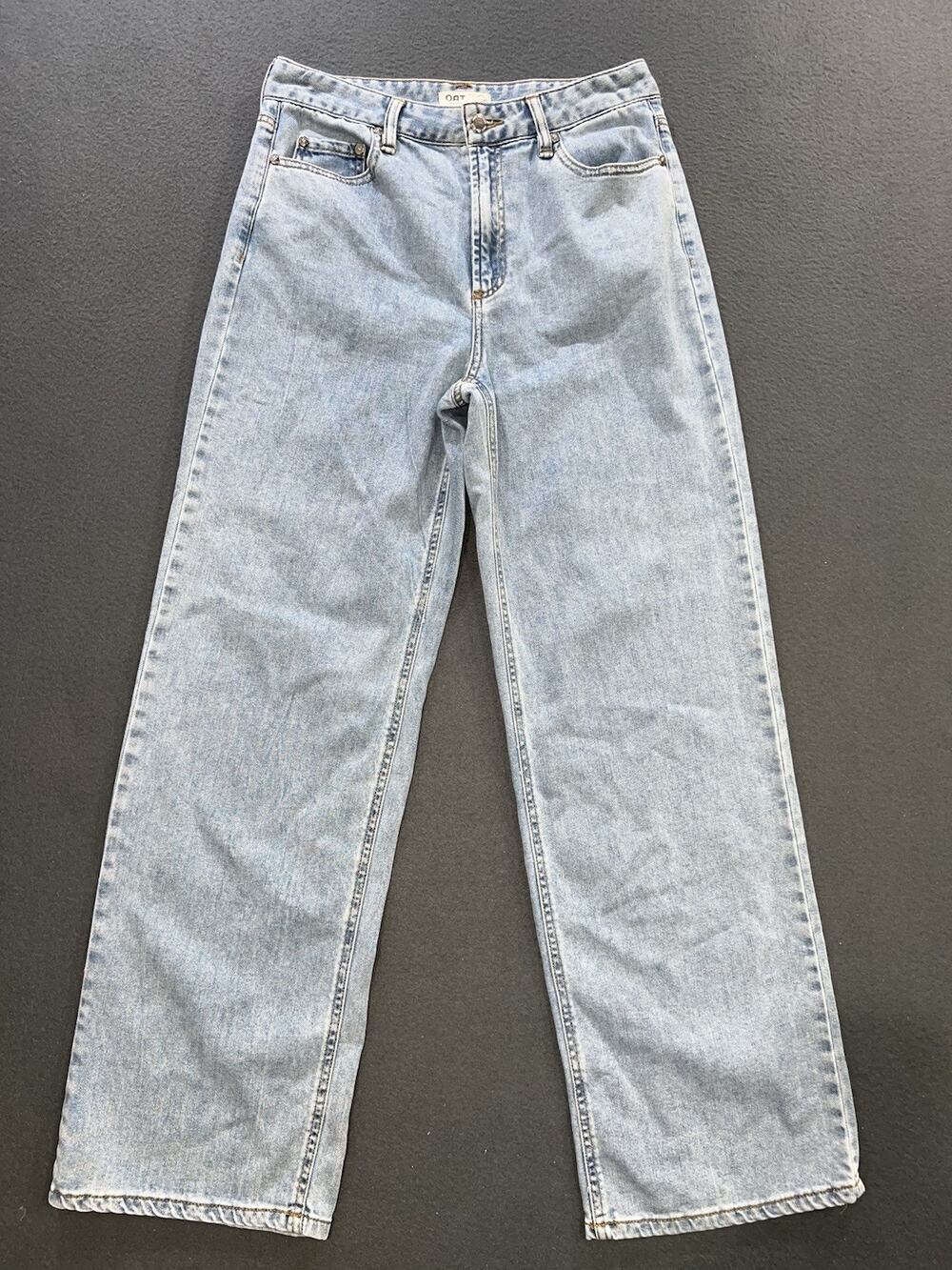 OAT New York Women's 28 Rhinestone Denim high Rise Wide Leg Y2K Jeans A009997